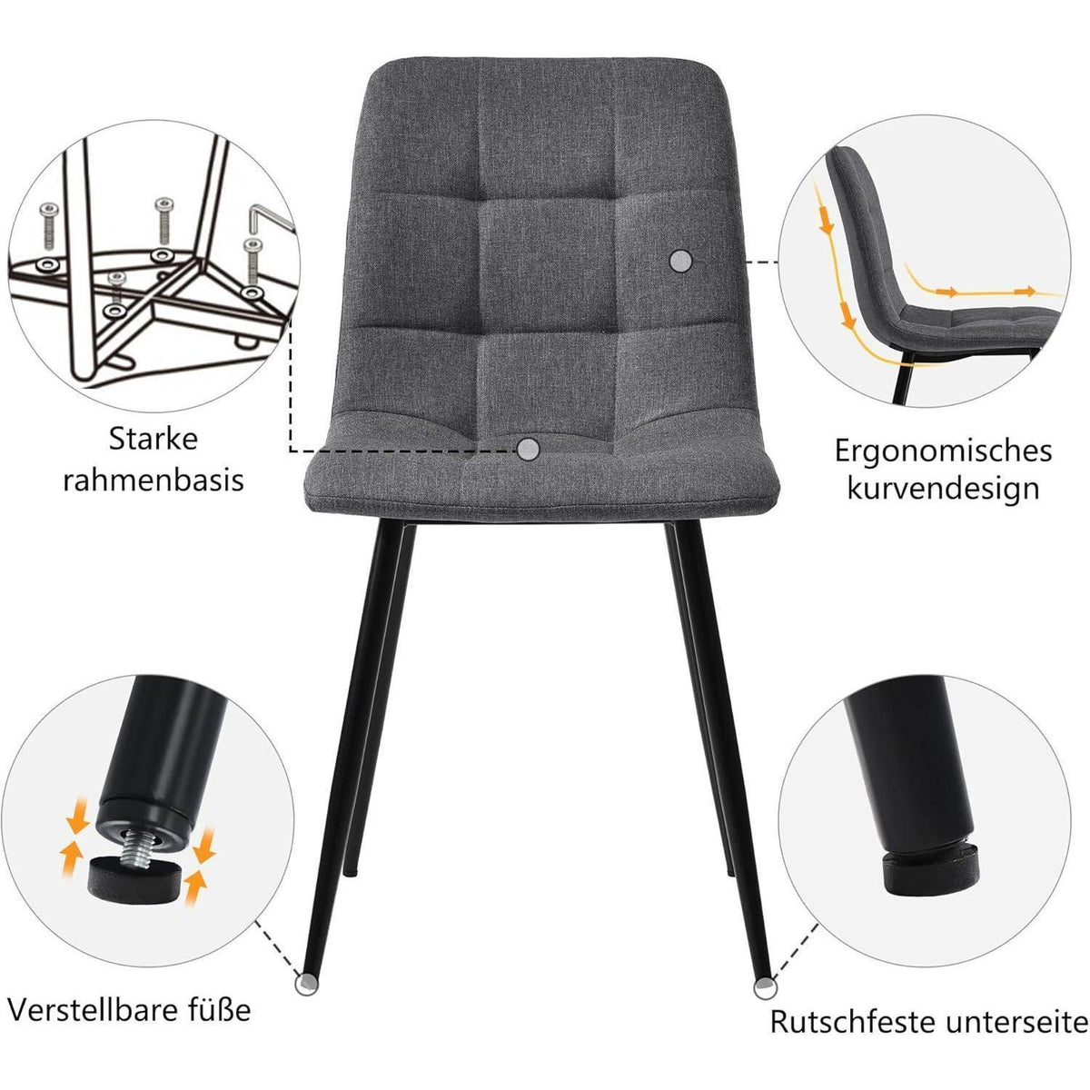 Esstisch Set 117cm mit 4 modernen Esszimmerstühlen