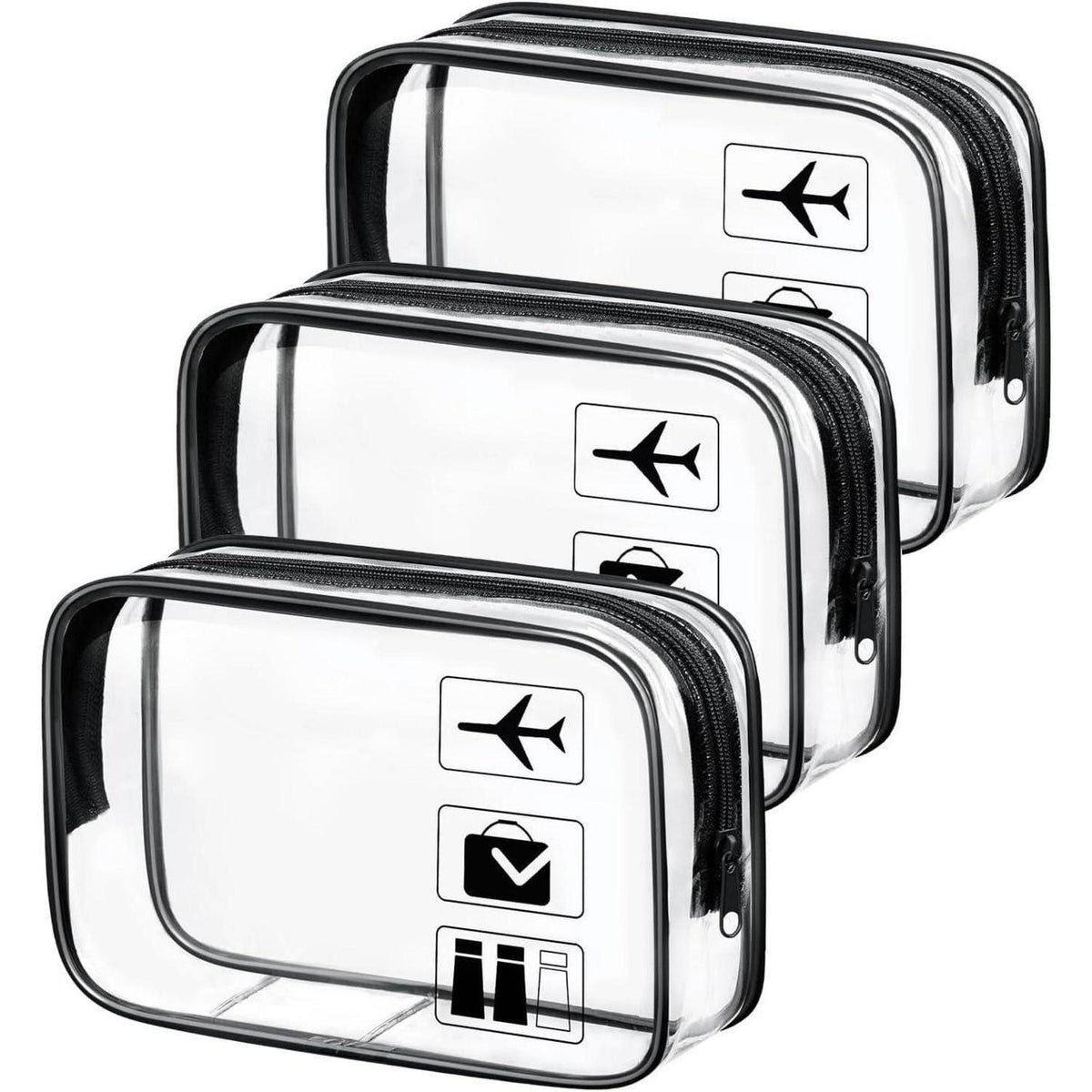 Transparente Kulturtasche 3er Set, wasserdicht, TSA-zugelassen