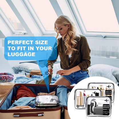 Transparente Kulturtasche 3er Set, wasserdicht, TSA-zugelassen