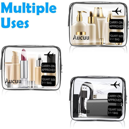 Transparente Kulturtasche 3er Set, wasserdicht, TSA-zugelassen