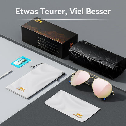 Piloten Sonnenbrille Herren Damen Polarisiert Metall Retro UV400