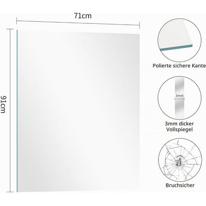 Rahmenloser Wandspiegel 90x70 cm – Rechteckiger Badspiegel