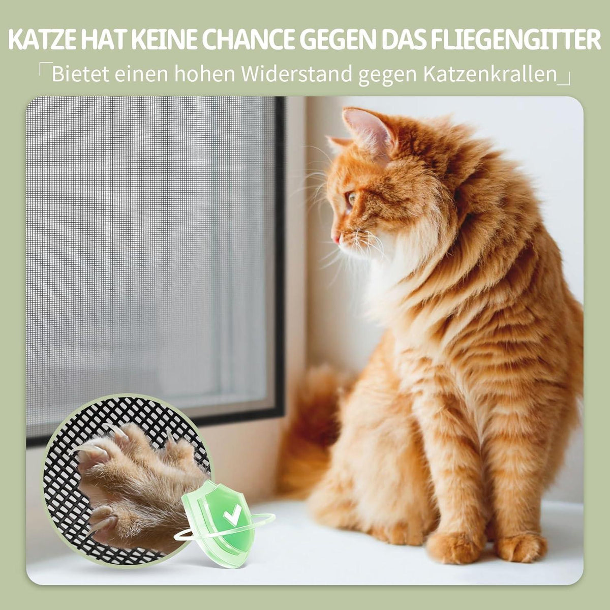 Katzensicheres Fenstergitter 100x130cm – Ohne Bohren, Kratzfest
