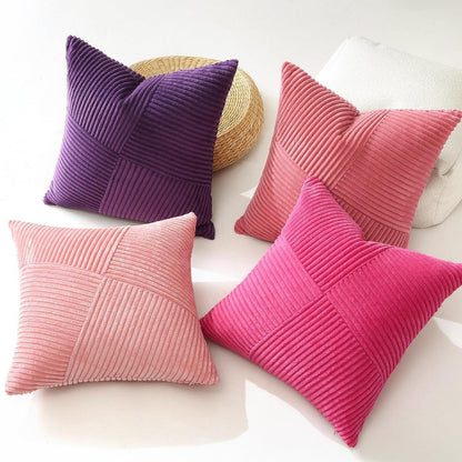 Cord Kissenbezug Violett 60x60 cm - 2er Set gestreift