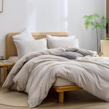 Bettwäsche-Set 135x200 Baumwolle Leinen Taupe 2-teilig