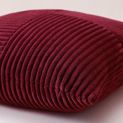 Cord Kissenbezug 2er Set, Kreuz Streifen, Burgund 45x45 cm