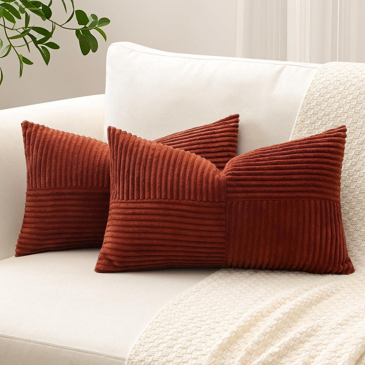 Cord Kissenbezug 40x60 cm, Dunkelrost, 2er Set