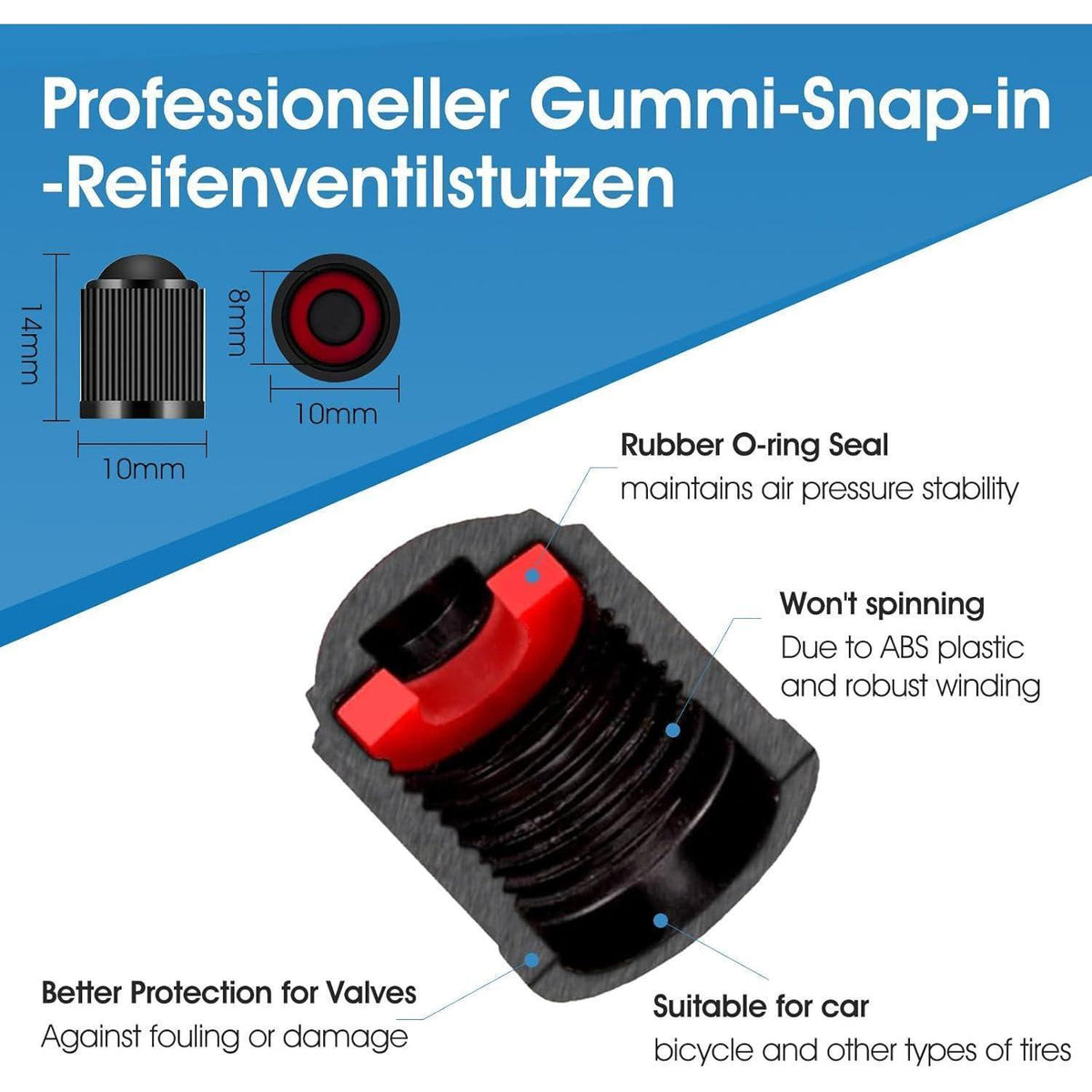 60x Ventilkappen für Reifen – Luftdicht, Universal & Robust