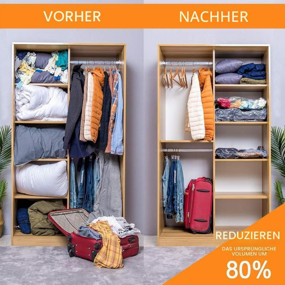 Vakuumbeutel Set mit Pumpe – Platzsparende Aufbewahrung für Kleidung & Bettwäsche