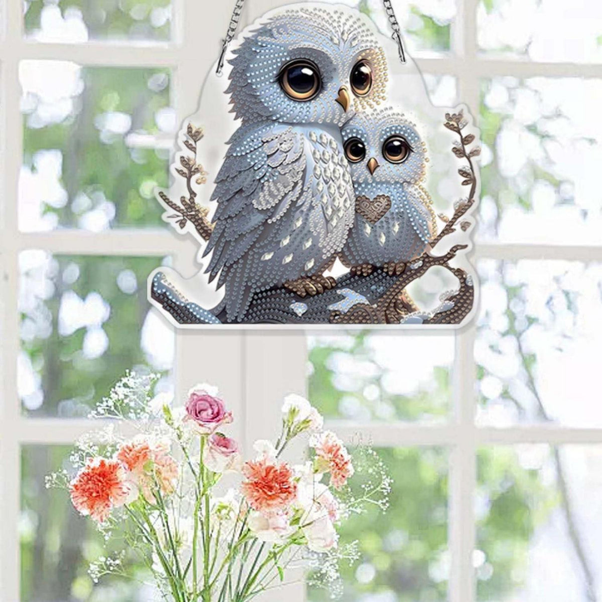 Diamond Painting Fensterbild Eule – Diamantmalerei Bausatz für Erwachsene & Kinder