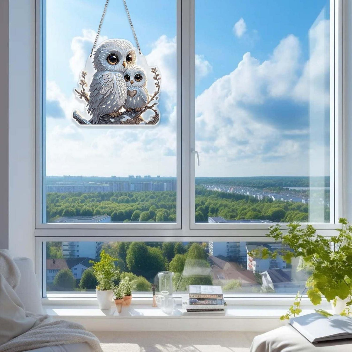 Diamond Painting Fensterbild Eule – Diamantmalerei Bausatz für Erwachsene & Kinder