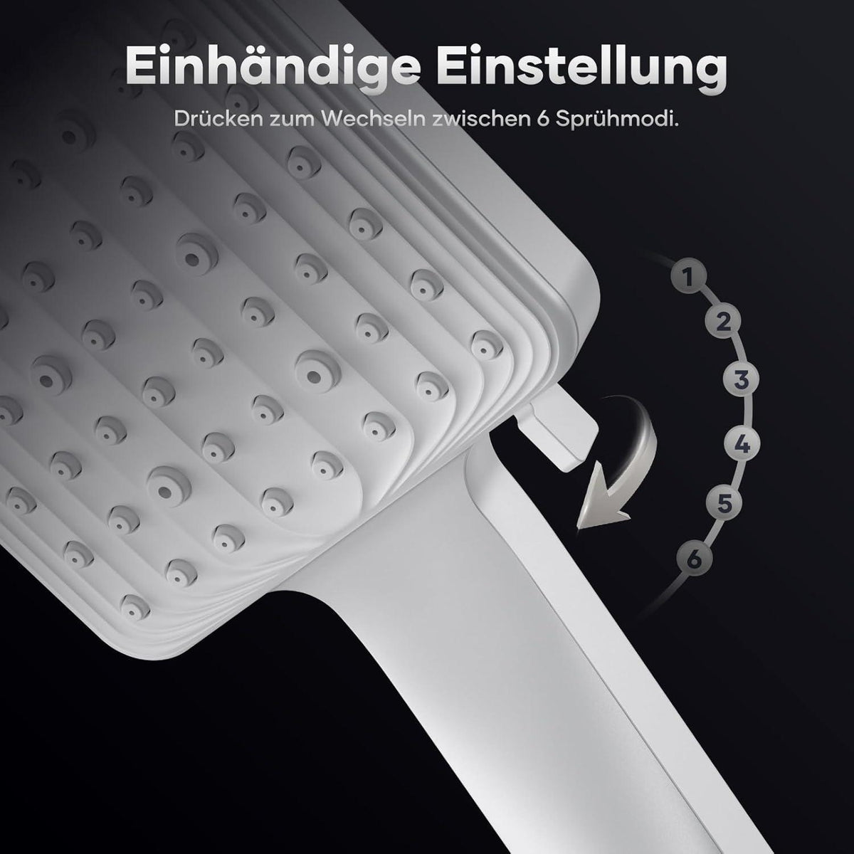 Regendusche Duschkopf mit 6 Strahlarten & Hochdruck