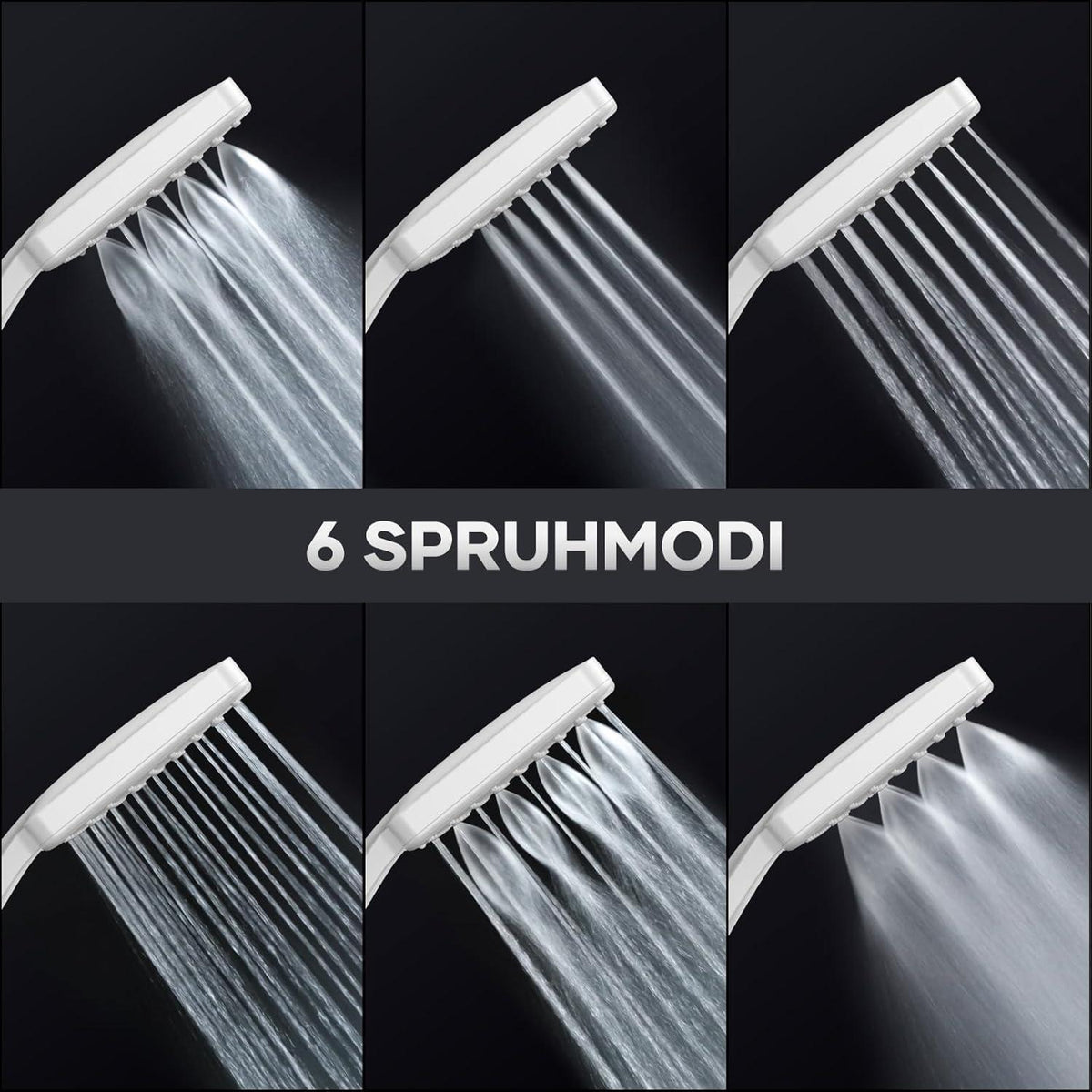 Regendusche Duschkopf mit 6 Strahlarten & Hochdruck