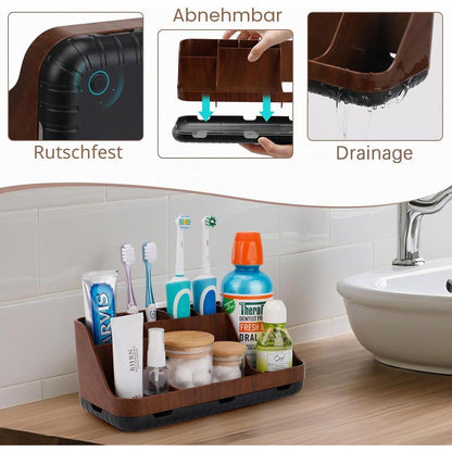 Zahnbürstenhalter Badezimmer Organizer mit 7 Slots – Braun
