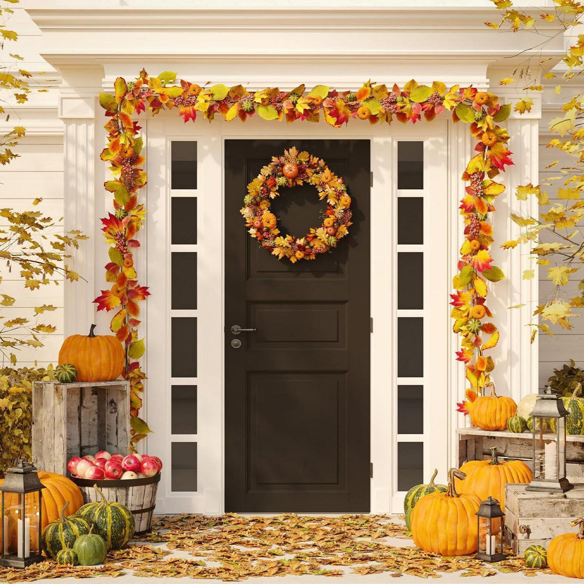 Herbstgirlande Ahornblätter 175cm - 2er Set für Tür & Deko