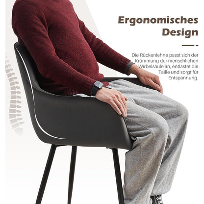 Graue Samt Esszimmerstühle 4er-Set mit Armlehnen & Metallgestell