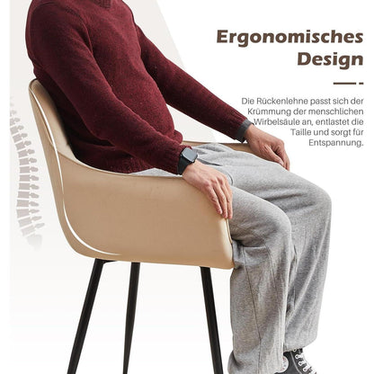 Esszimmerstühle 6er-Set Beige Samt mit Armlehne & Metallgestell