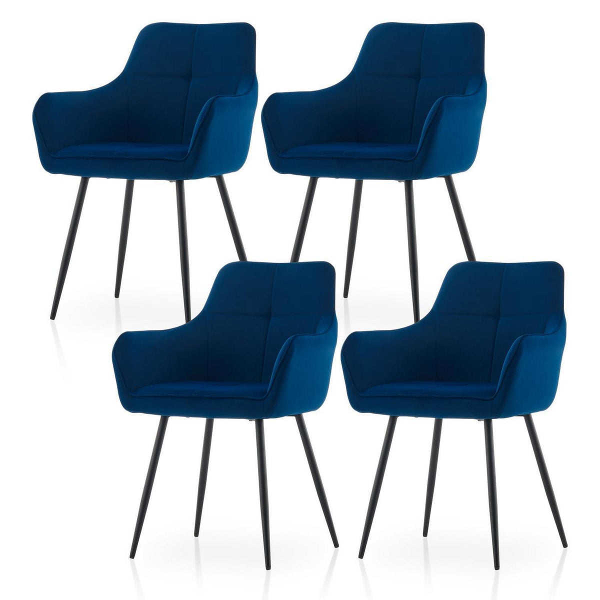 Blau Samt Esszimmerstühle 4er Set mit Armlehnen
