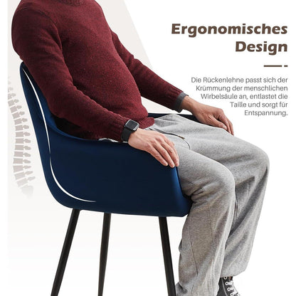 Blau Samt Esszimmerstühle 4er Set mit Armlehnen