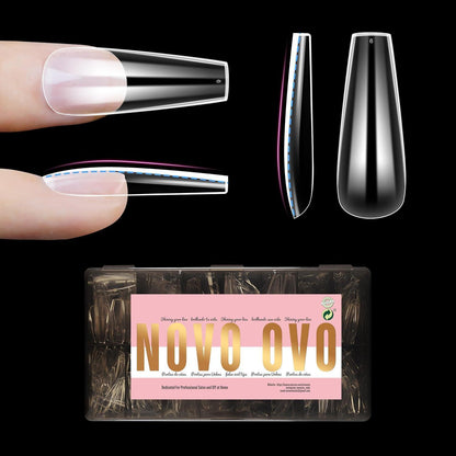 Extra dicke Coffin Nails L Natural – 450 Stück für perfekte Passform
