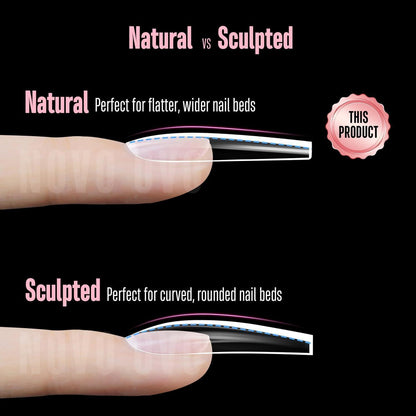 Extra dicke Coffin Nails L Natural – 450 Stück für perfekte Passform