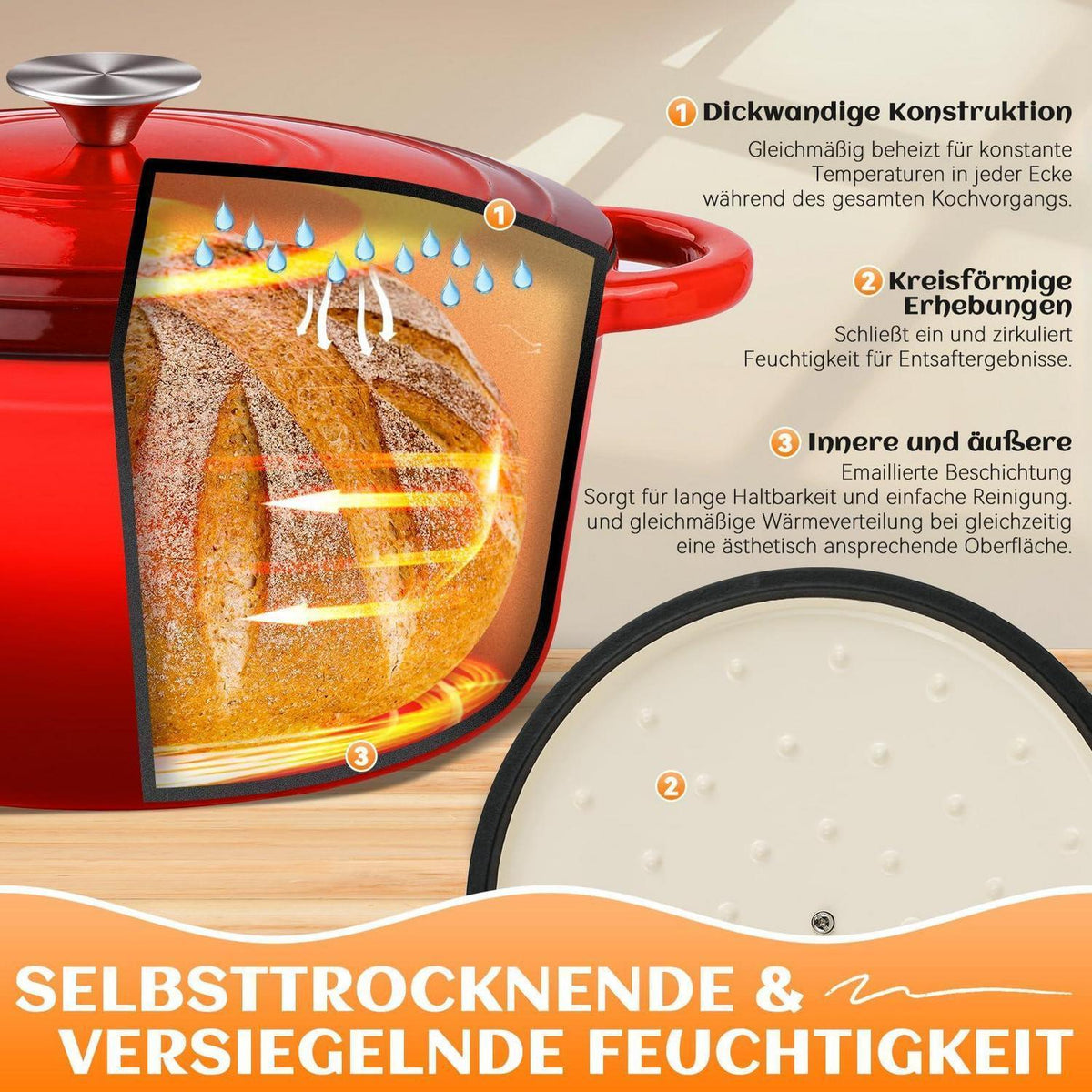 Gusseisen Brotbacktopf 26cm mit Deckel & Zubehör