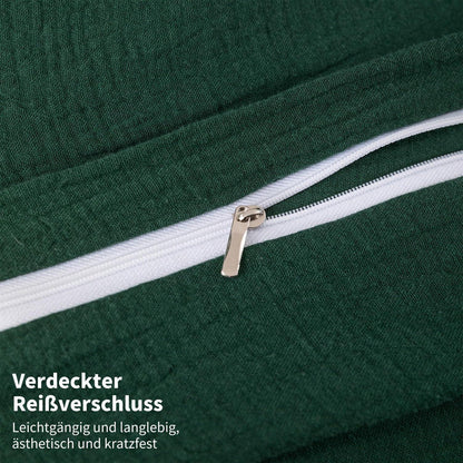Doppelte Muslin Bettwäsche Dunkelgrün 155x220 cm - 3-teilig