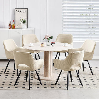 360° Drehbarer Esszimmerstuhl mit Armlehnen, Beige