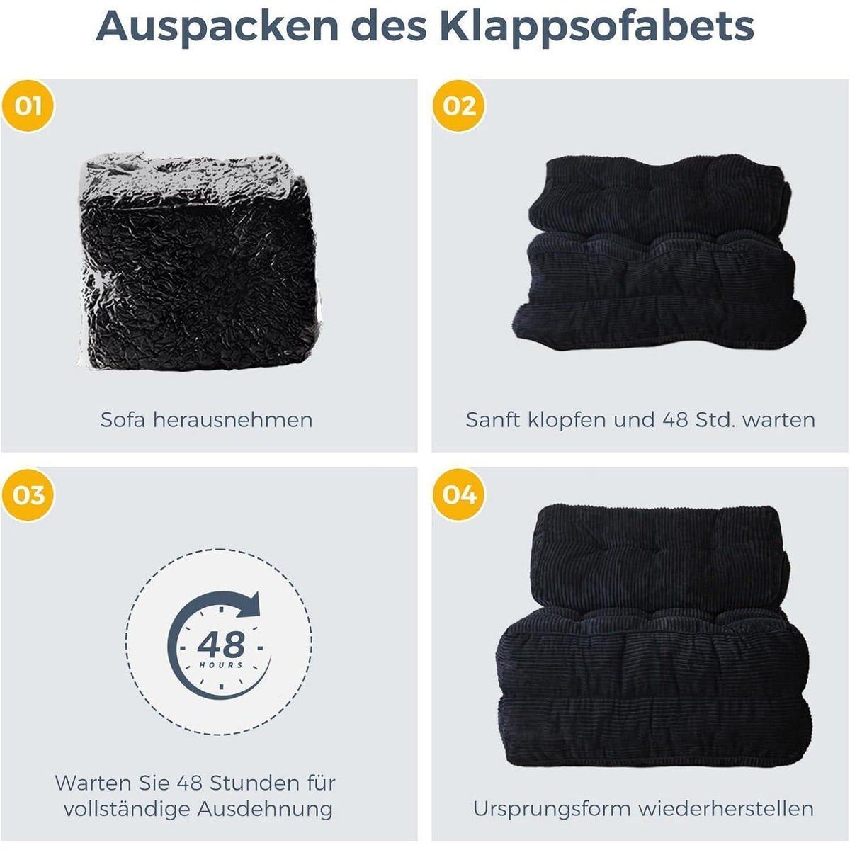 Faltbares Schlafsofa mit Kissen & Matratze – Komfortables Bodensofa