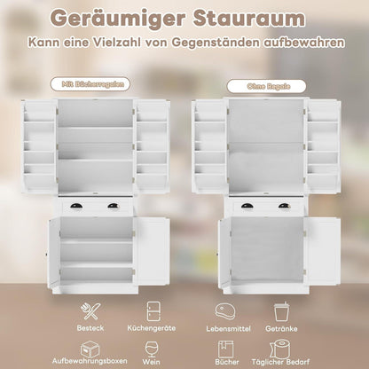 Hoher Aufbewahrungsschrank mit 2 Türen & Schublade – Weiß