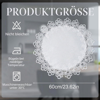 Runde Tischdecke Blumenstickerei 58cm – Elegante Tischdekoration