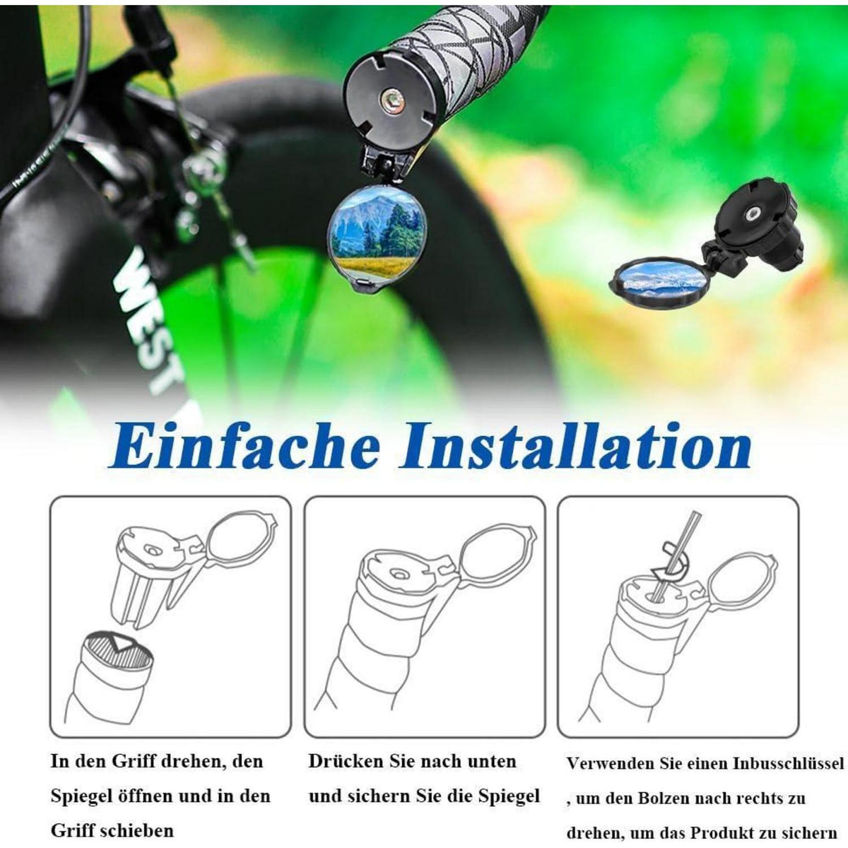 Fahrradspiegel 2er-Set, 360° drehbar & klappbar