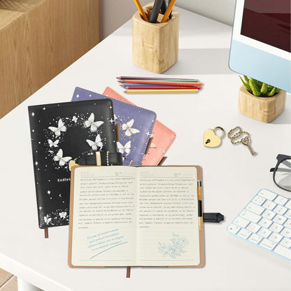 Tagebuch mit Herzschloss & Schmetterling – A5 Notizbuch mit Linien