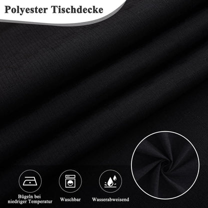 Runde Tischdecke Schwarz Leinenoptik Ø100cm Wasserabweisend