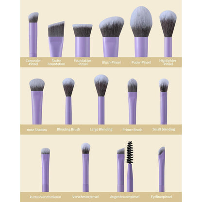 15-teiliges Make-up Pinselset mit Silberionen-Borsten