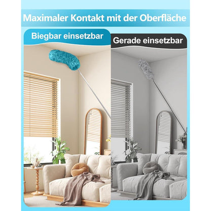 Teleskop Staubwedel ausziehbar, waschbar, mit Silikonkappe, Himmelblau