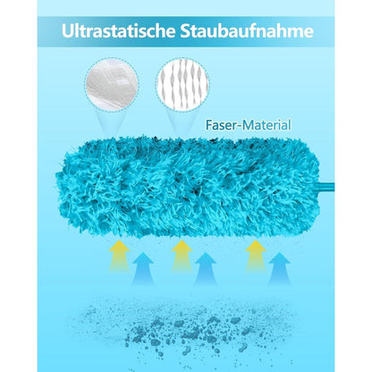 Teleskop Staubwedel ausziehbar, waschbar, mit Silikonkappe, Himmelblau