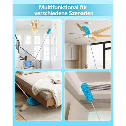 Teleskop Staubwedel ausziehbar, waschbar, mit Silikonkappe, Himmelblau