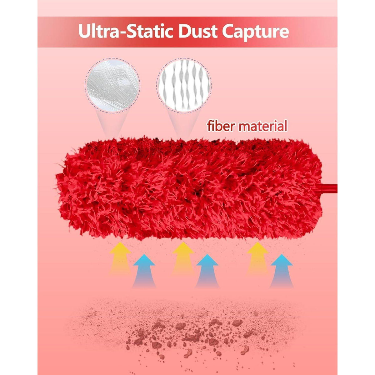 Teleskop Staubwedel ausziehbar, waschbar, mit Silikonkappe, rot