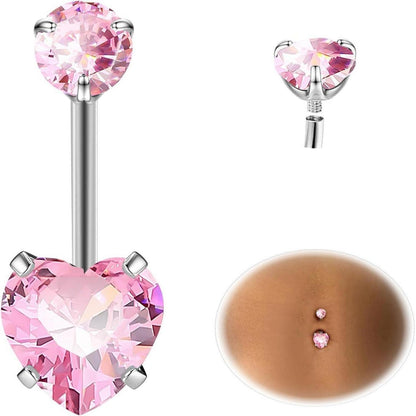 G23 Titan Bauchnabelpiercing 14G Rosa Herz 10mm