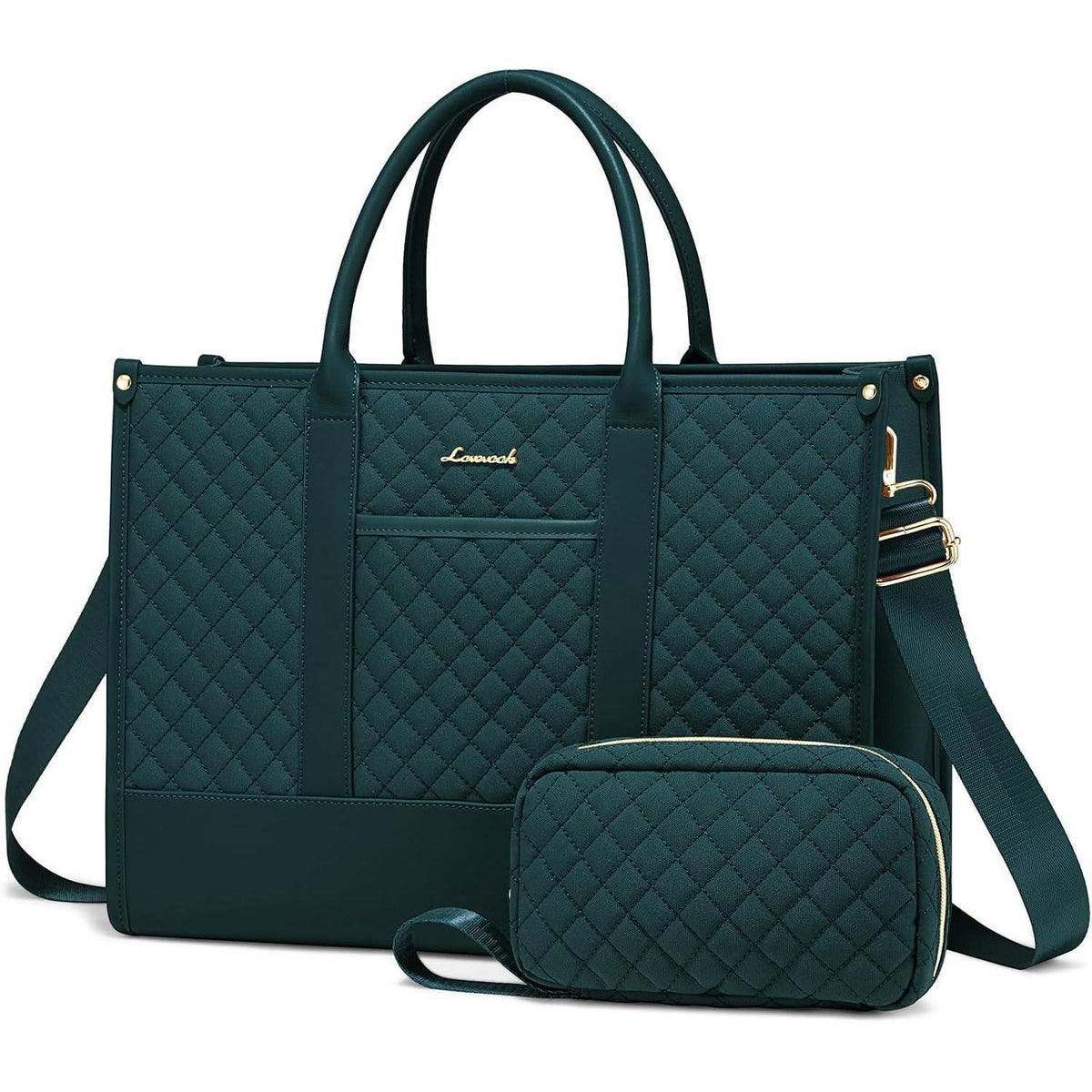 Laptoptasche Damen 17 Zoll, wasserdicht, Kunstleder, dunkelgrün
