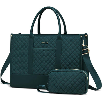 Laptoptasche Damen 17 Zoll, wasserdicht, Kunstleder, dunkelgrün