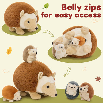 XXL Igel Kuscheltier Set (5er Pack) mit Babys im Bauch