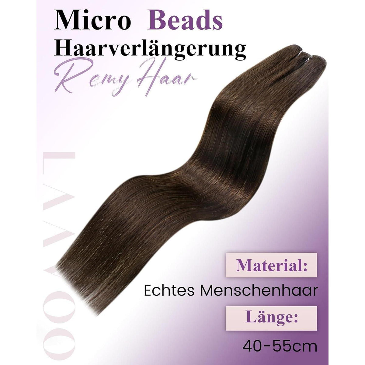 Braune Micro Weft Haarverlängerung Echthaar 55cm #4