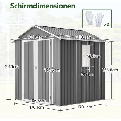 Gerätehaus 185x191cm mit Fenster & Metallfundament