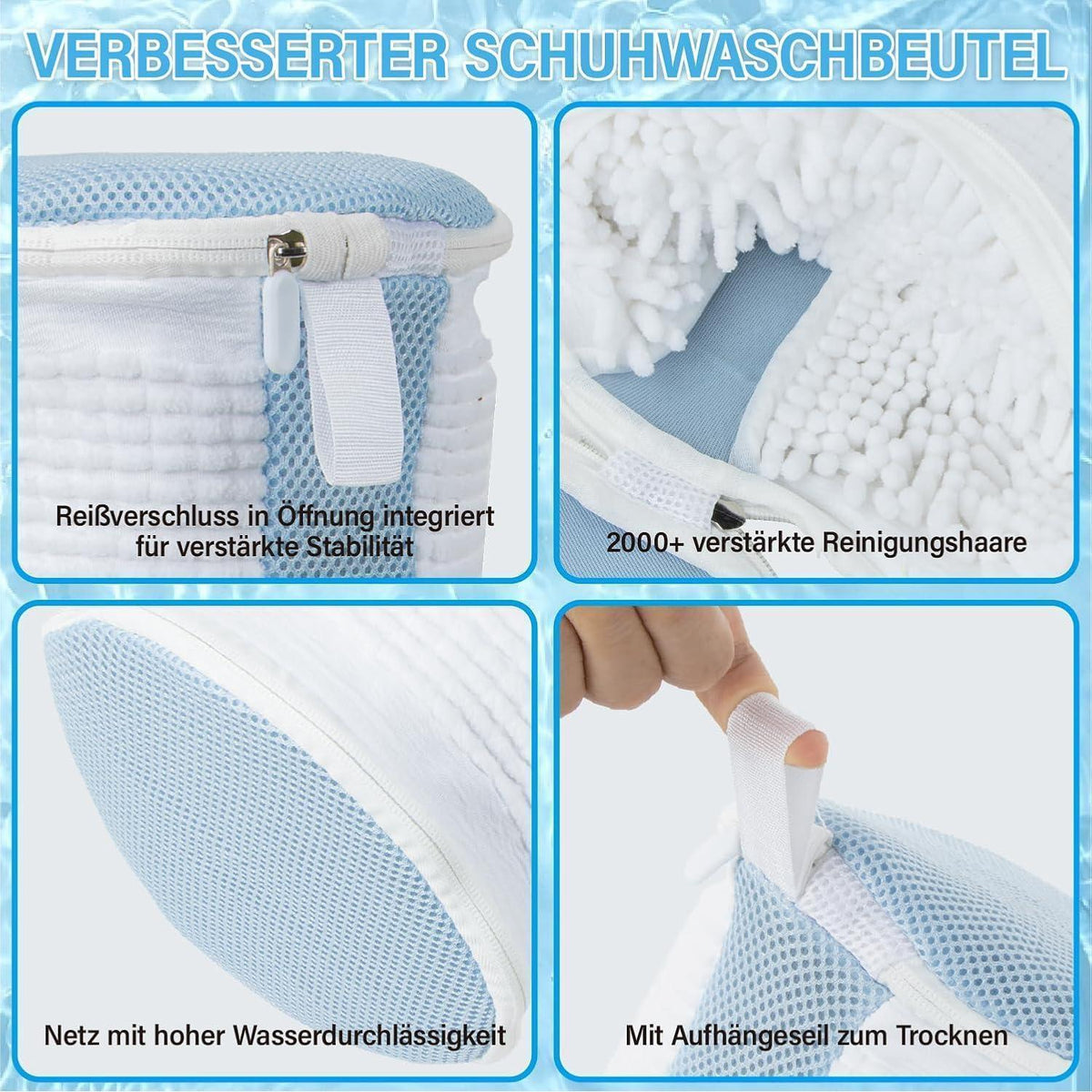 Schuhwaschbeutel mit Schuhspanner – 2er Set für Waschmaschine