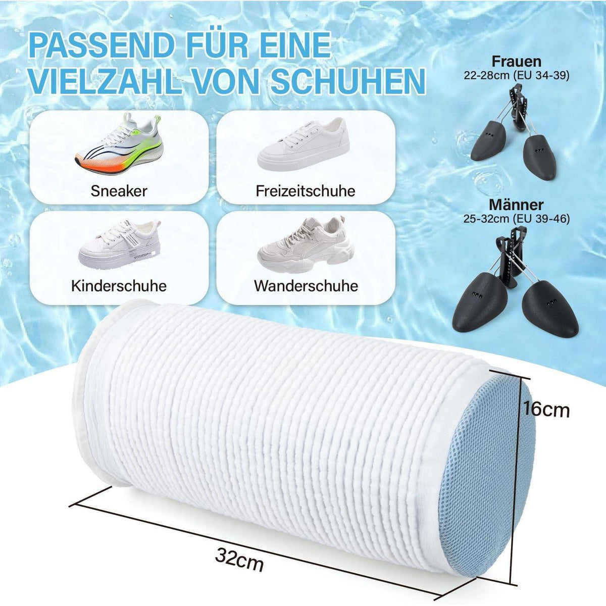 Schuhwaschbeutel mit Schuhspanner – 2er Set für Waschmaschine