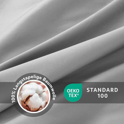 Satin Bettwäsche Set 135x200 Baumwolle Hellgrau 4tlg.