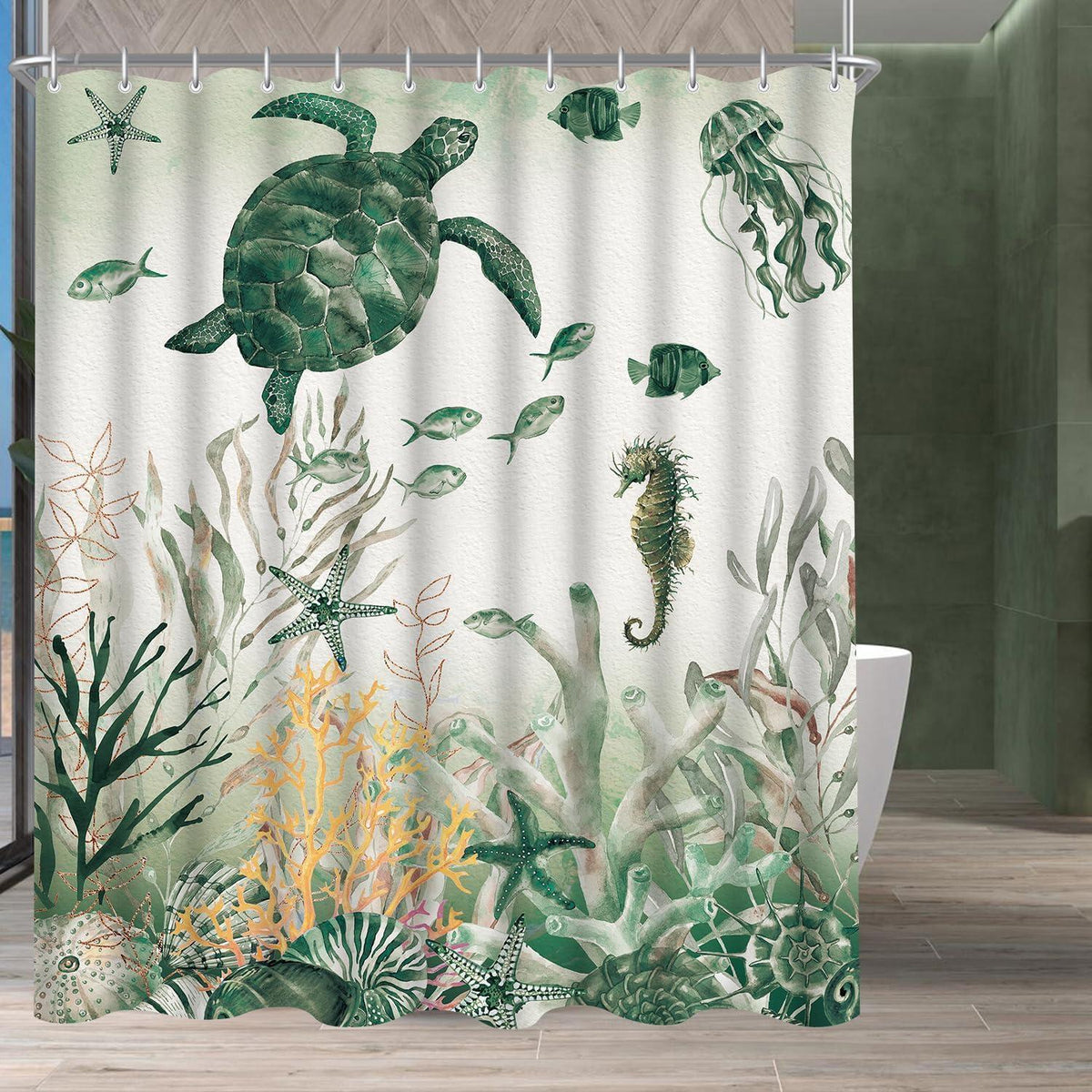 Duschvorhang Meeresschildkröte 160x160 cm Textil wasserabweisend waschbar