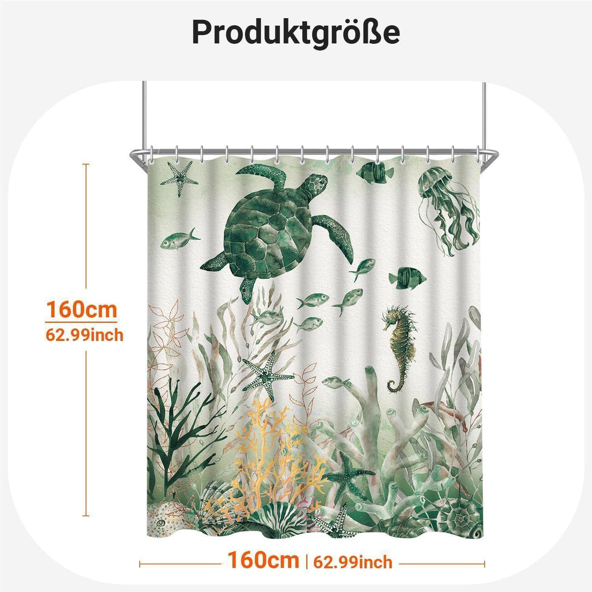 Duschvorhang Meeresschildkröte 160x160 cm Textil wasserabweisend waschbar
